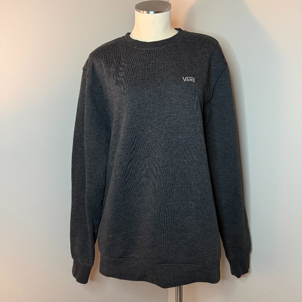 Vans Dark Heather Grey Crewneck Sweatshirt Oversized Unisex Size L